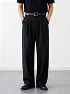 Heren geplooide loose fit broek