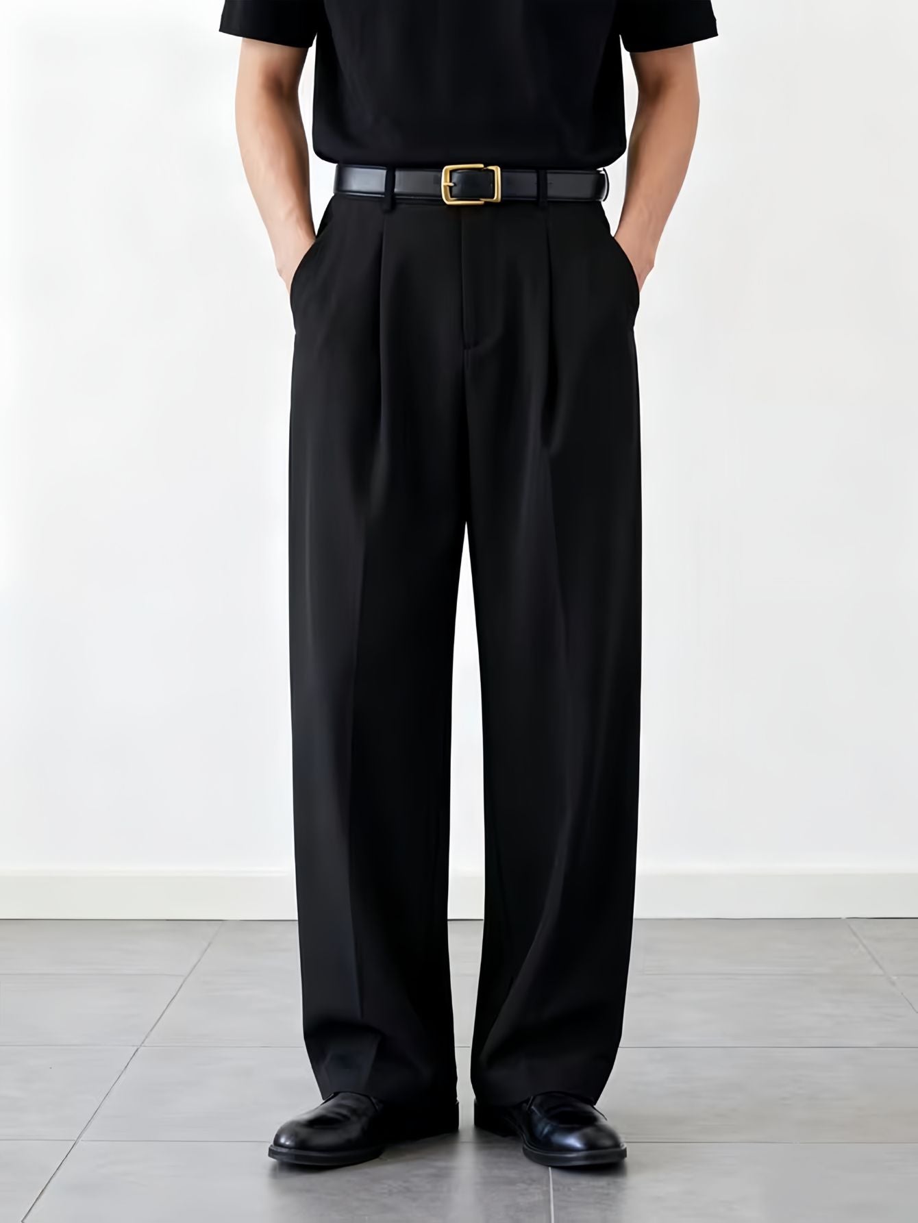 Heren geplooide loose fit broek