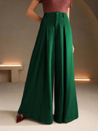Dames hoge taille effen brede broek