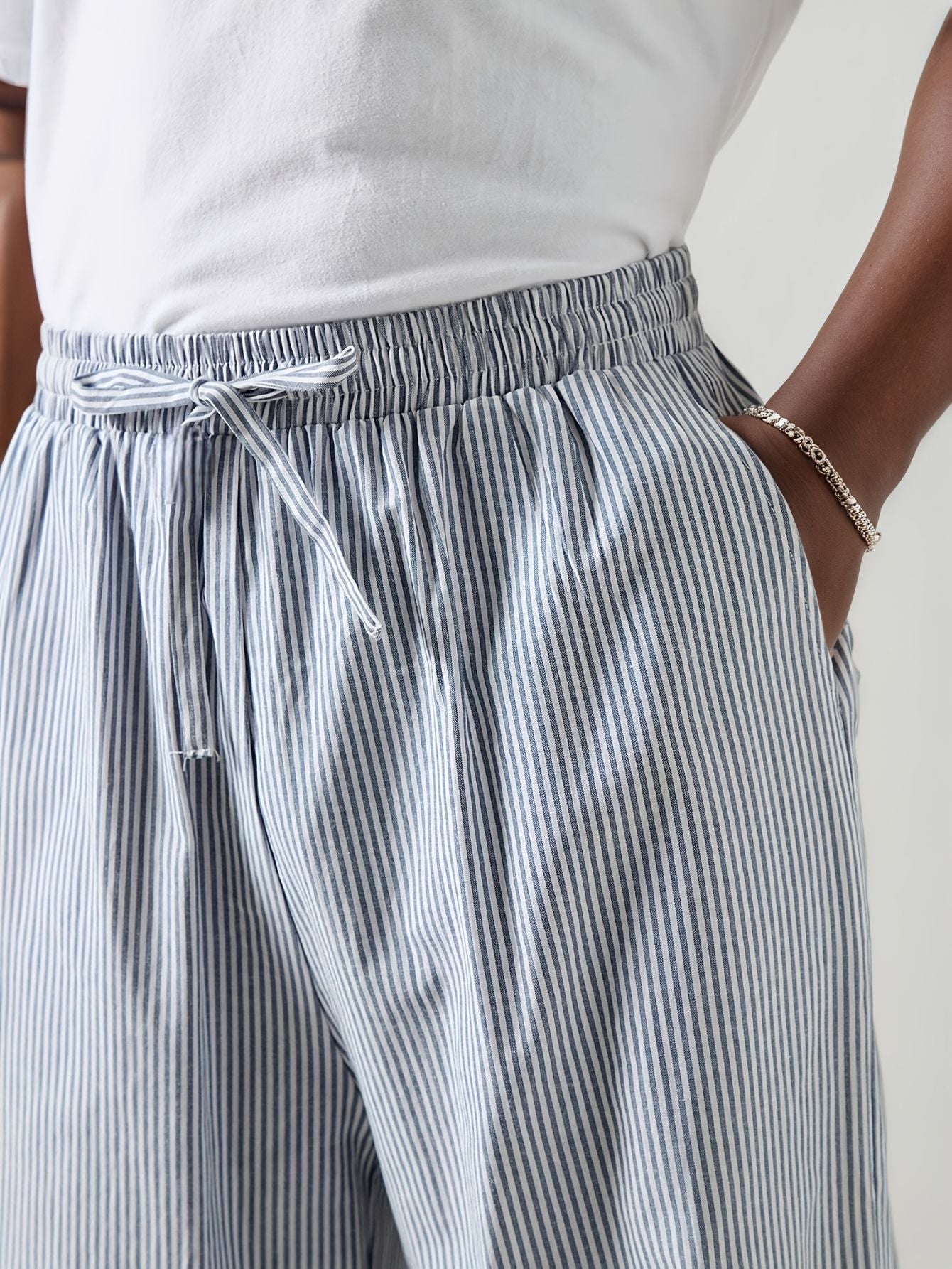 Heren gestreepte rechte broek