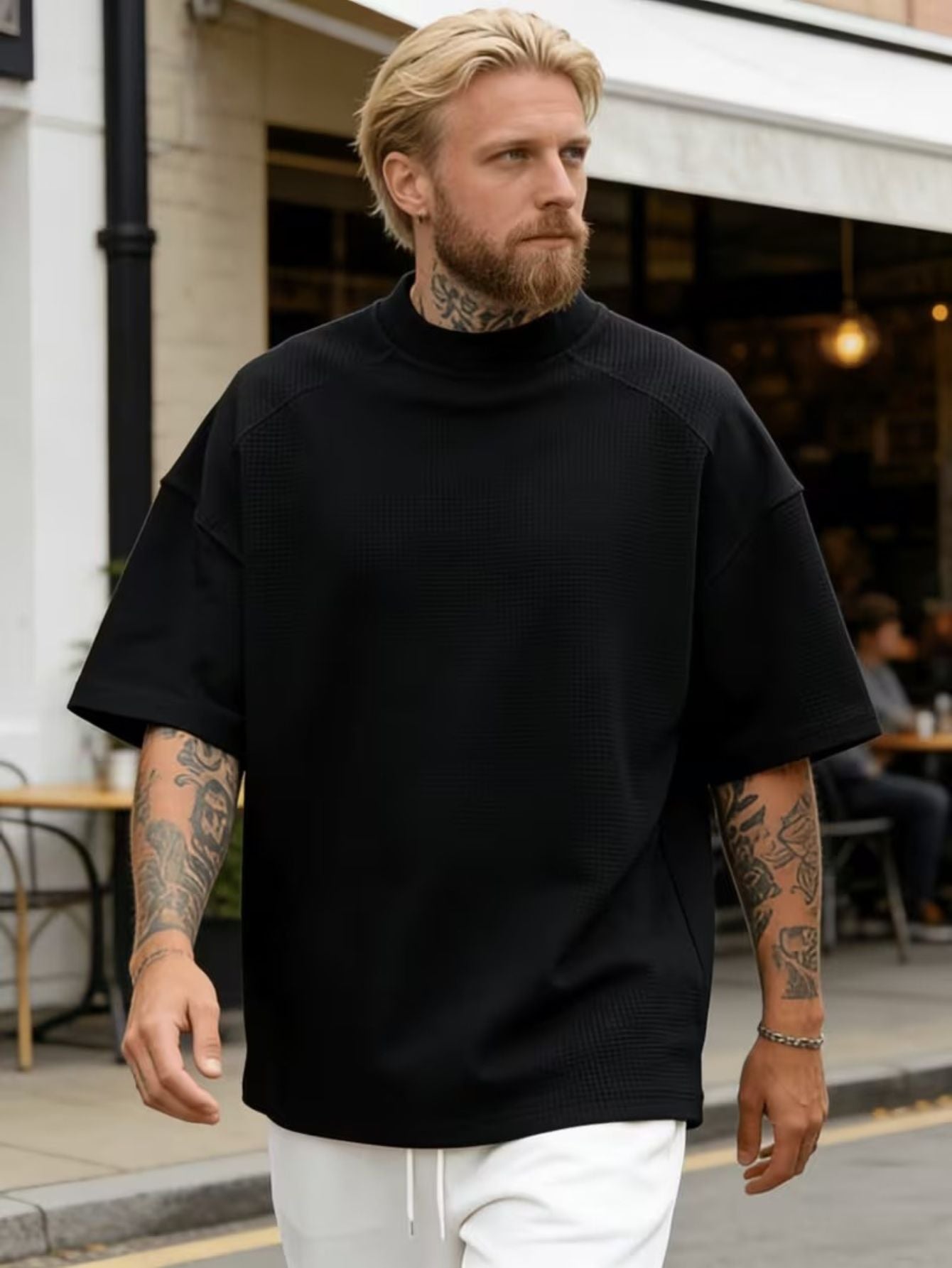 Heren textured korte mouw relaxed t-shirt
