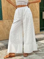 Dames broderie details brede broek