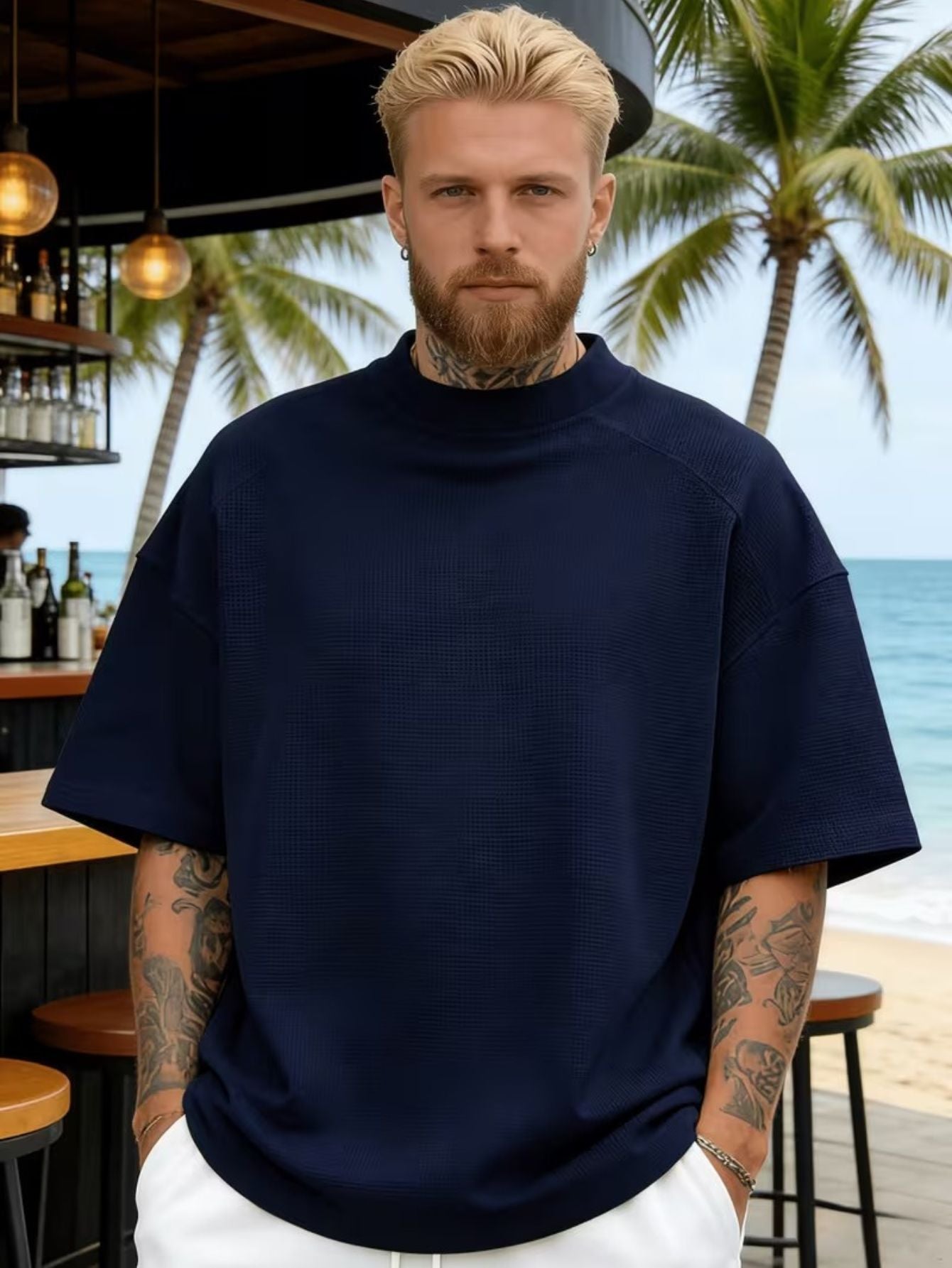 Heren textured korte mouw relaxed t-shirt