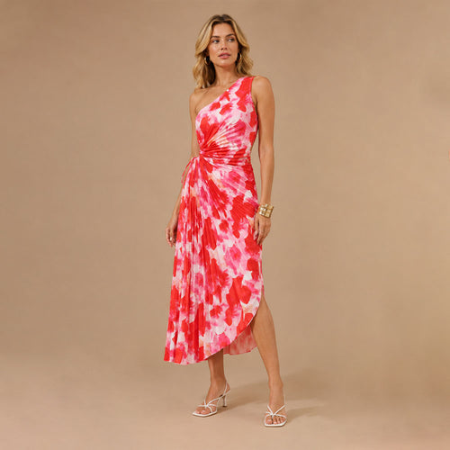 Dames bloemen one-shoulder maxi jurk