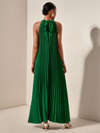 Dames halter geplooide maxi jurk