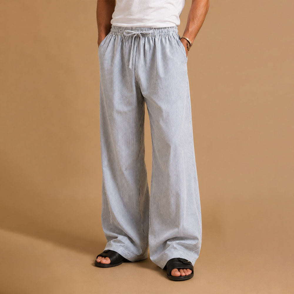 Heren gestreepte rechte broek