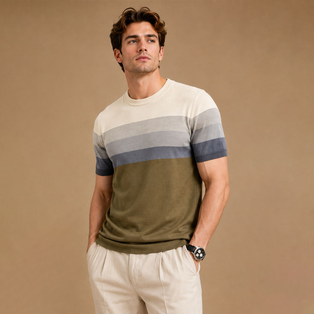 Heren striped korte mouw knit t-shirt