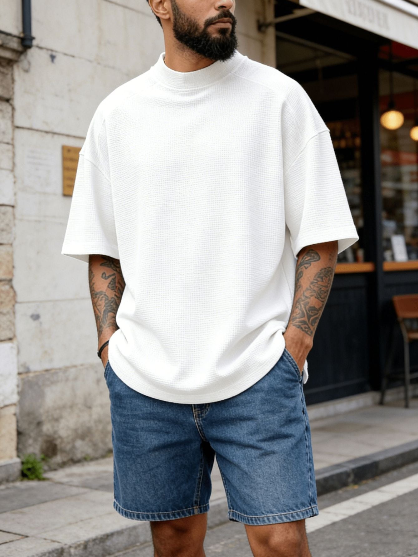 Heren textured korte mouw relaxed t-shirt