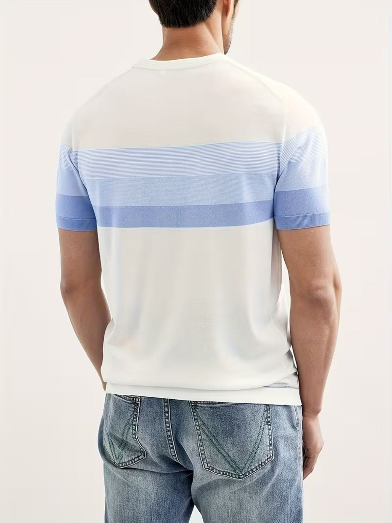 Heren striped korte mouw knit t-shirt