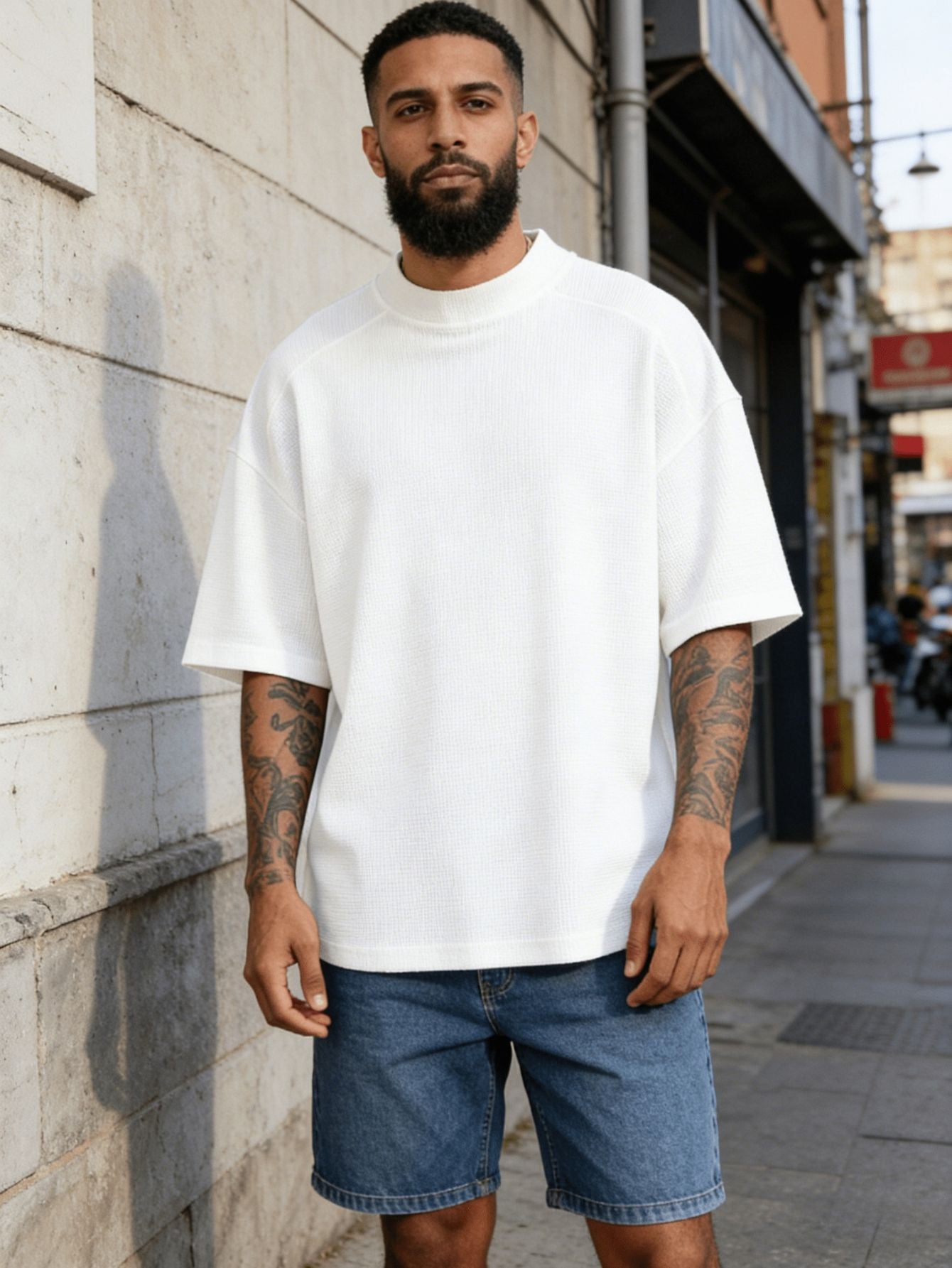 Heren textured korte mouw relaxed t-shirt