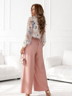 Dames bloemenprint blouse – lange mouwen met wikkel halslijn