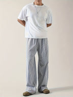 Heren gestreepte rechte broek