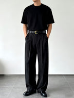 Heren geplooide loose fit broek
