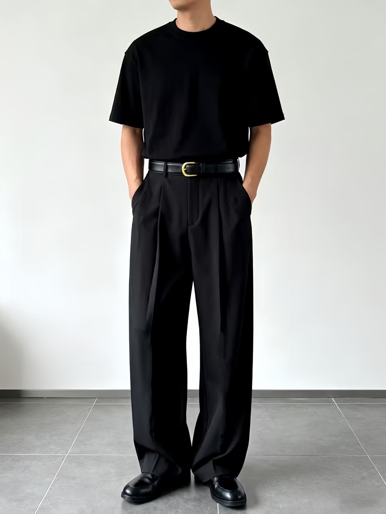 Heren geplooide loose fit broek