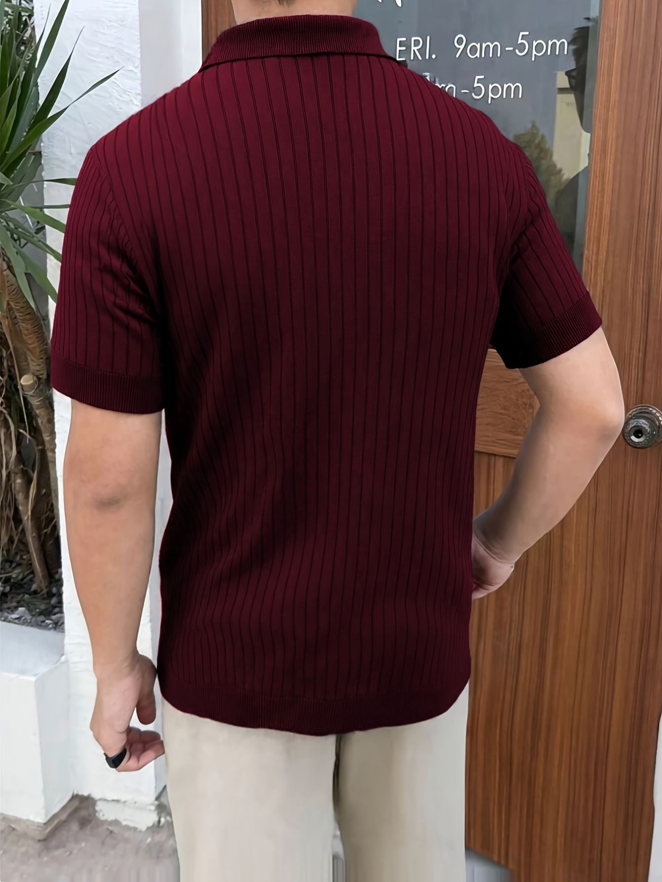 Heren geribde polo