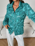 Dames blouse met franjes en kantborduurwerk
