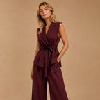 Dames mouwloze getailleerde vest en broek set